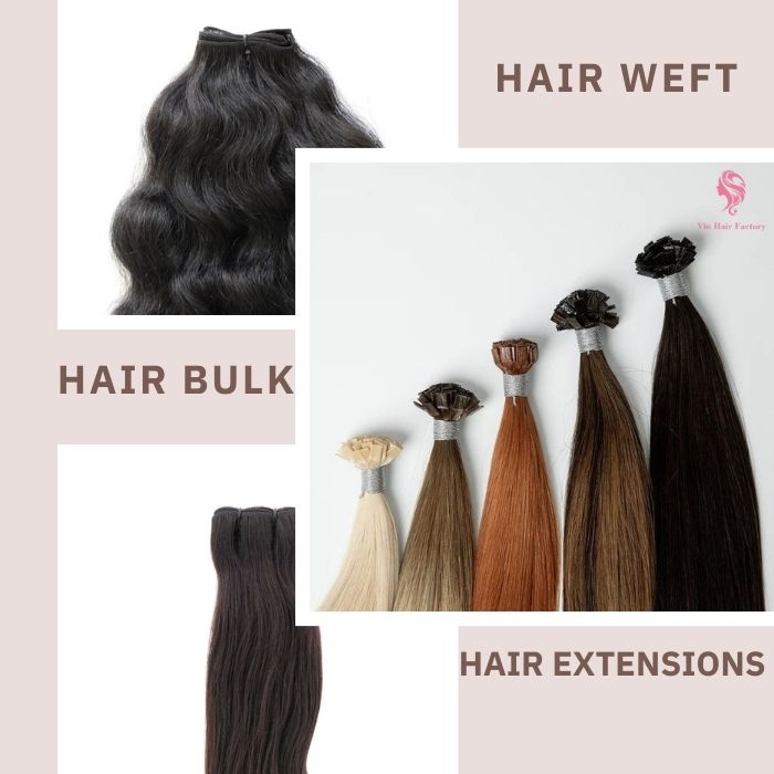 3 main types of hair products: hair bulk, hair weft and hair extensions