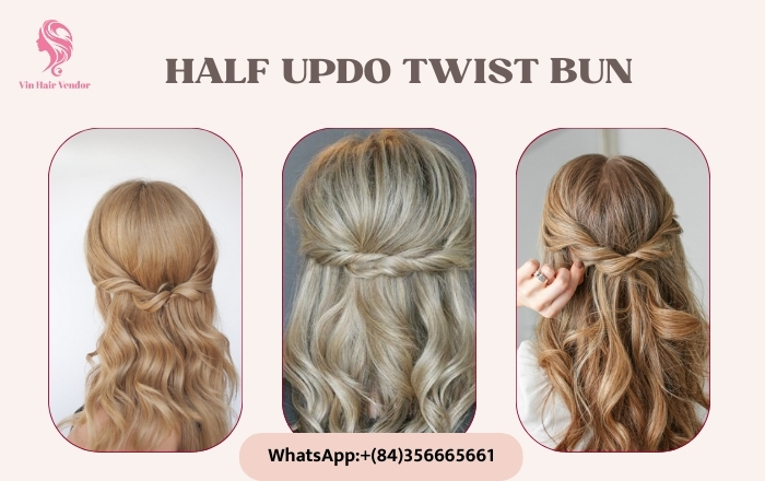 Half updo twist bun