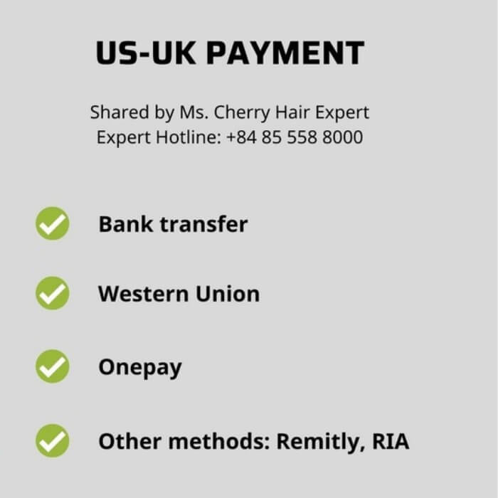 K-Hair's payment methods for US-UK market