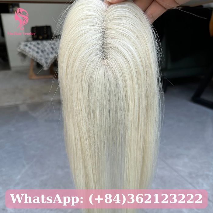 #60 Blonde Silk Base Human Hair Topper 1