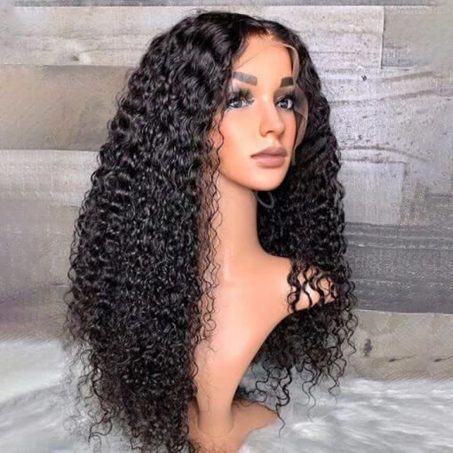 Black Kinky Curly Full Lace Human Hair Wig-3