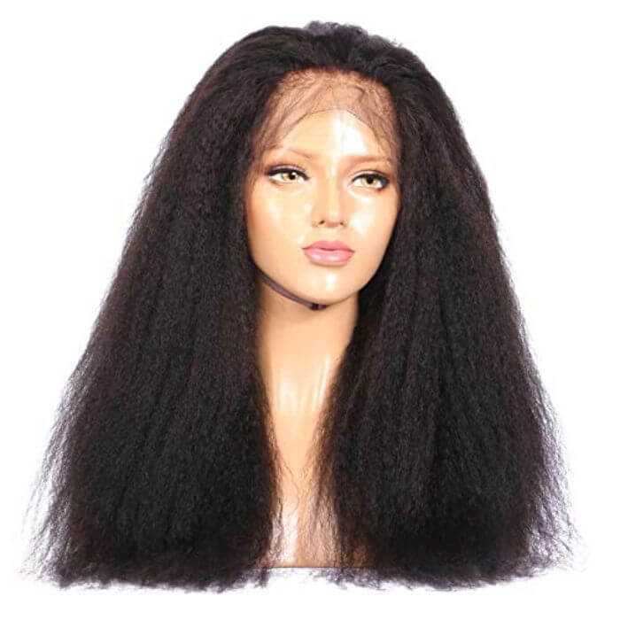 Kinky Straight Full Lace Human Hair Wig Natural Color