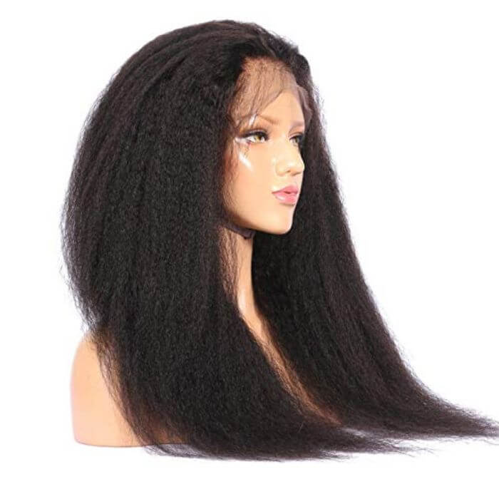 Kinky Straight Full Lace Human Hair Wig Natural Color