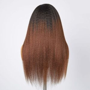 Ombre Brown Kinky Straight Full Lace Human Hair Wig - 2