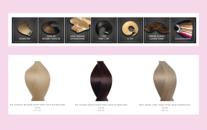 Product range from Viola Hair Extensions