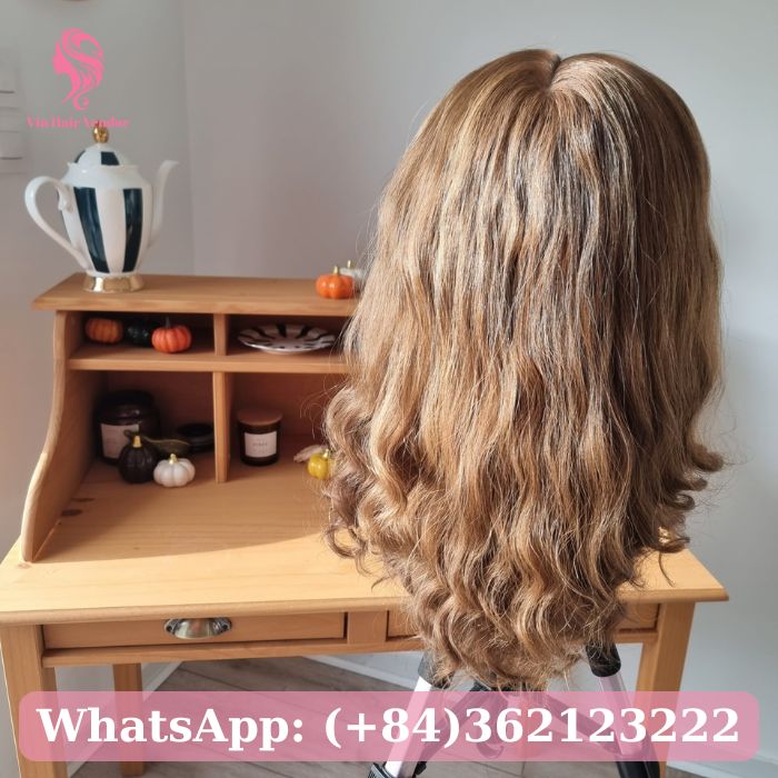 Auburn Curly Silk Base Human Hair Topper 1