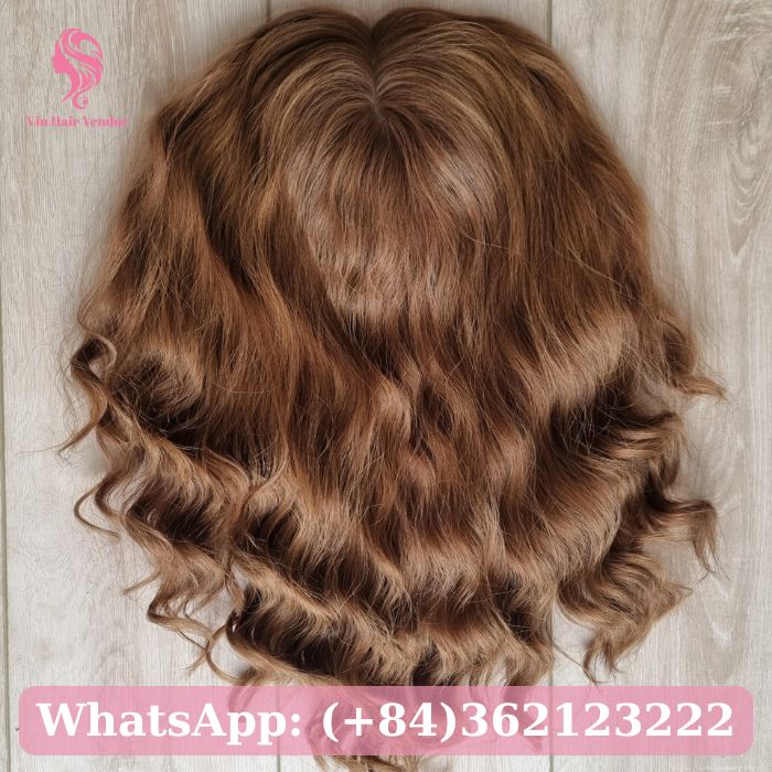 Auburn Curly Silk Base Human Hair Topper 2