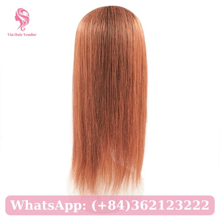 Auburn Silk Base Human Hair Topper With Bangs 2