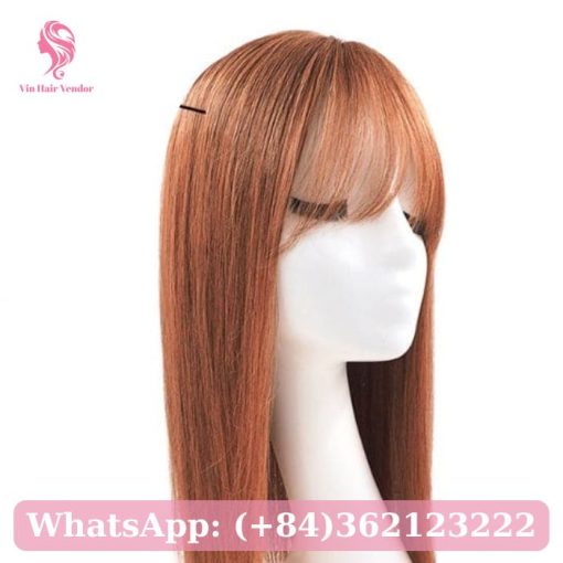 Auburn Silk Base Human Hair Topper With Bangs 3