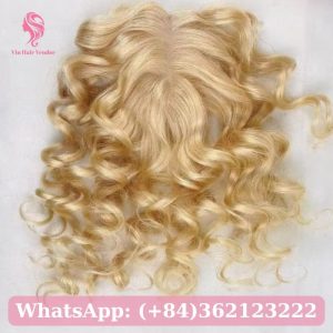 Blonde Curly Silk Base Human Hair Topper 1