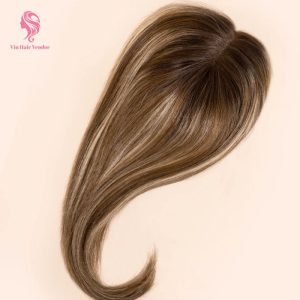 Brown Balayage Silk Base Human Hair Topper