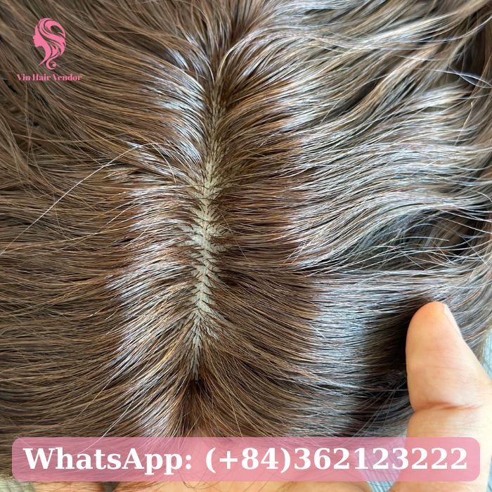 Chocolate Brown Curly Silk Base Human Hair Topper 2