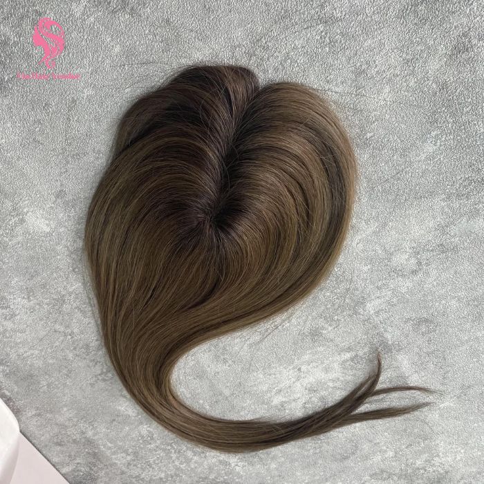 Coffee Brown Silk Base Human Hair Topper