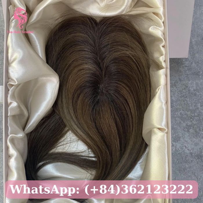 Coffee Brown Silk Base Human Hair Topper 2