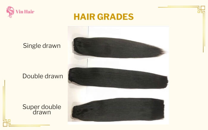 3 hair grades of weft hair extensions