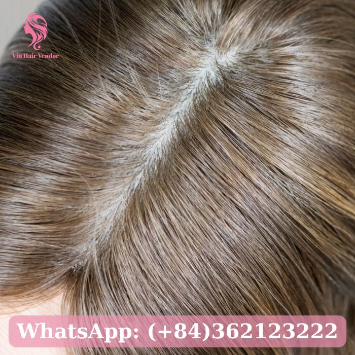 Light Caramel Blonde Balayage Wavy Silk Base Human Hair Topper 1