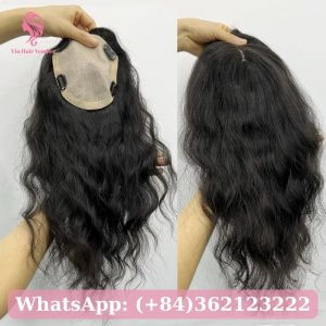 Natural Black Curly Silk Base Human Hair Topper 1