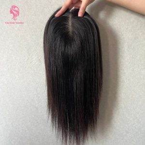 Natural Straight Black Silk Base Human Hair Topper