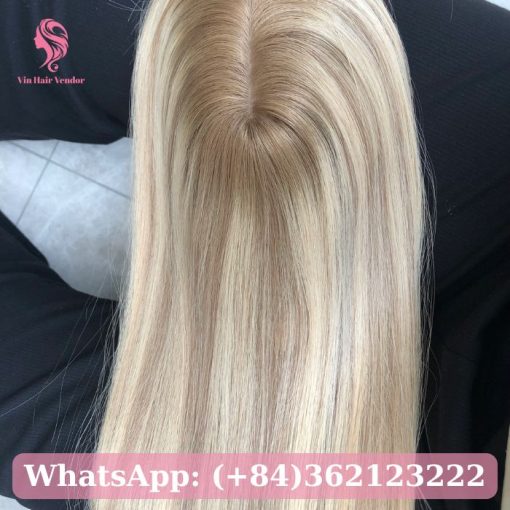 Premium Blonde Balayage Silk Base Human Hair Topper 3