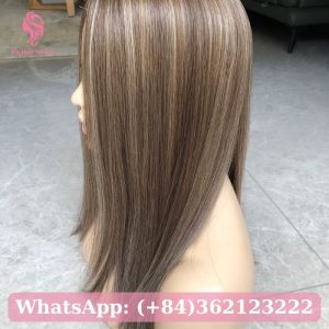 Premium Light Brown With Blonde Highlights Silk Base Hair Topper 1