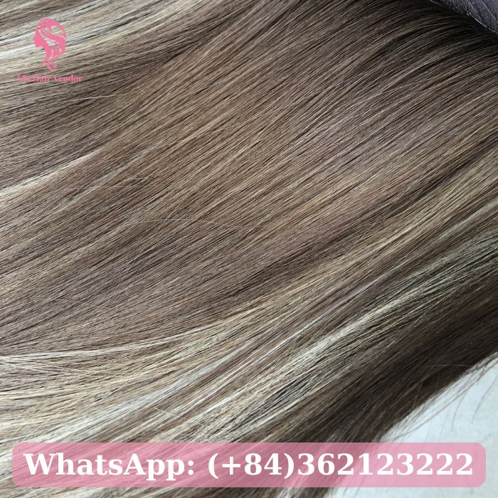 Premium Light Brown With Blonde Highlights Silk Base Hair Topper 3