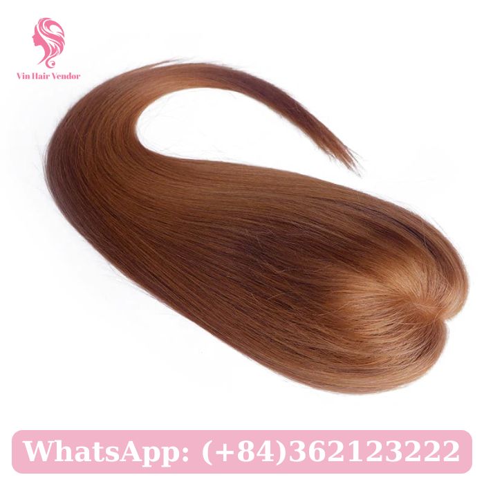 Straight Auburn Silk Base Human Hair Topper 2