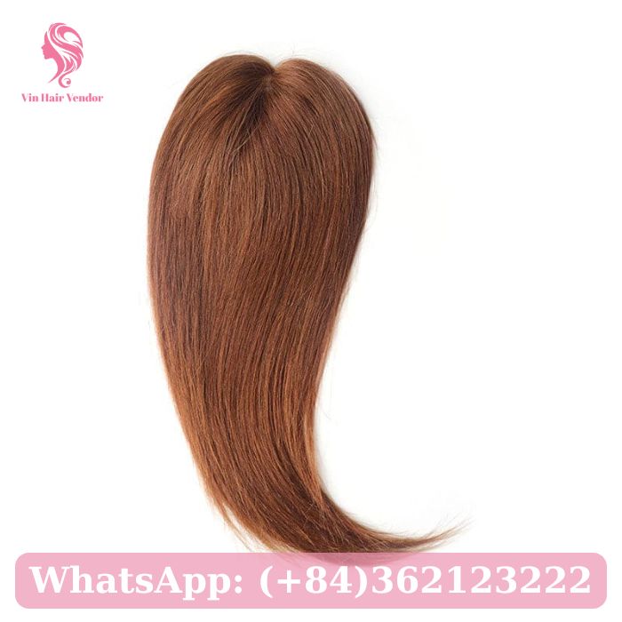 Straight Auburn Silk Base Human Hair Topper 3