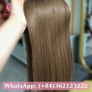 Straight Chestnut Brown Silk Base Human Hair Topper 1