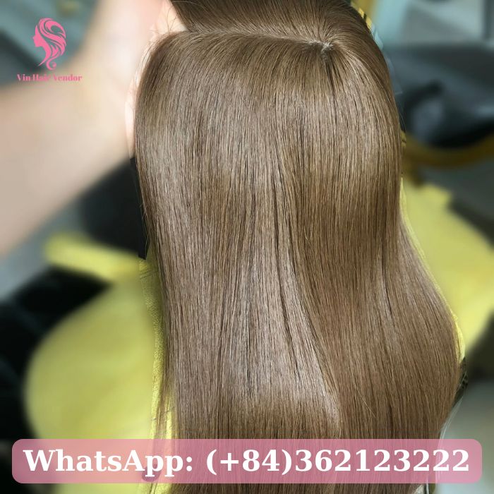 Straight Chestnut Brown Silk Base Human Hair Topper 5