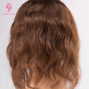 Wavy Brown Silk Base Human Hair Topper