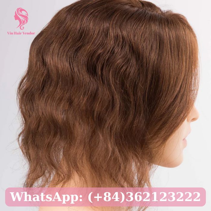 Wavy Brown Silk Base Human Hair Topper 2