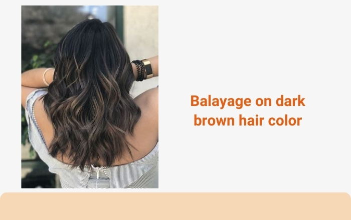 Balayage on dark brown hair color