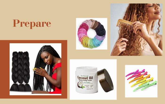 Prepare hair extensions and tools