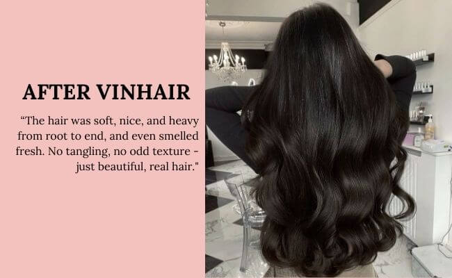 One evening, Olivia scrolled through Instagram and caught a reel from a UK hair stylist discussing how soft and lovely Vin Hair extensions were.