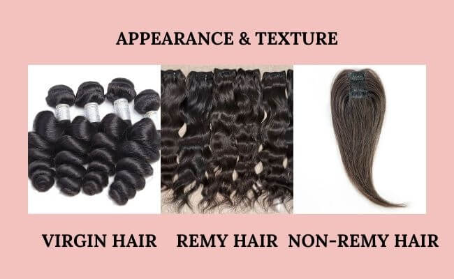 The feel and look of the set of extensions differ depending on the type as seen above.