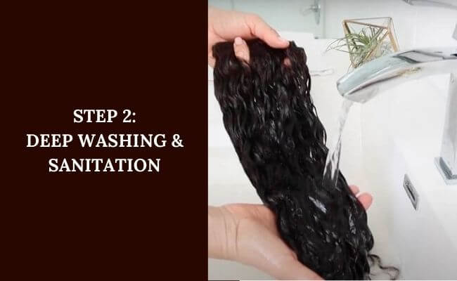 Once the hair passes initial quality checks, it is deeply washed and sanitized to remove dust, sweat, or natural oils.