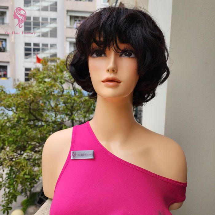 Short Wavy Premium Human Hair Wig 3