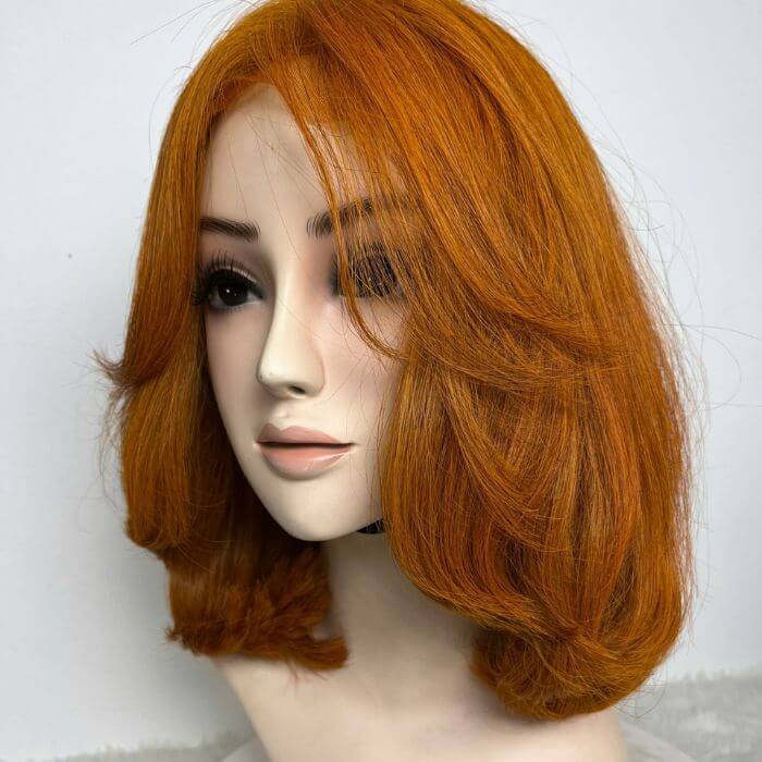Short Wig 2x6 Burnt Orange Premium Human Hair 2
