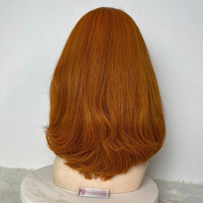 Short Wig 2x6 Burnt Orange Premium Human Hair 3