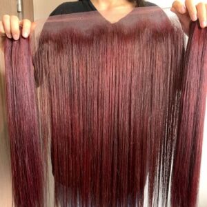 Combo 2: Bone Straight SDD Burgundy (2 bundles 18" + frontal 13x4 18")
