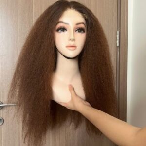 Kinky Curly Wig Brown Color Quality Human Hair 1