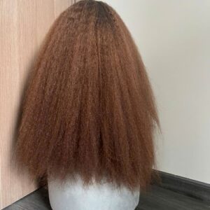 Kinky Curly Wig Brown Color Quality Human Hair 3