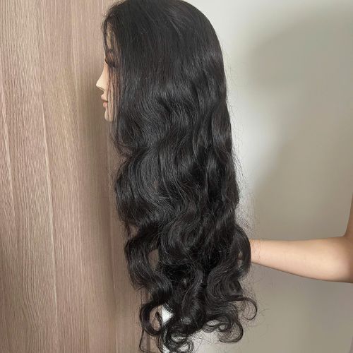 Natural Wavy Wig Black Color Quality Human Hair 3